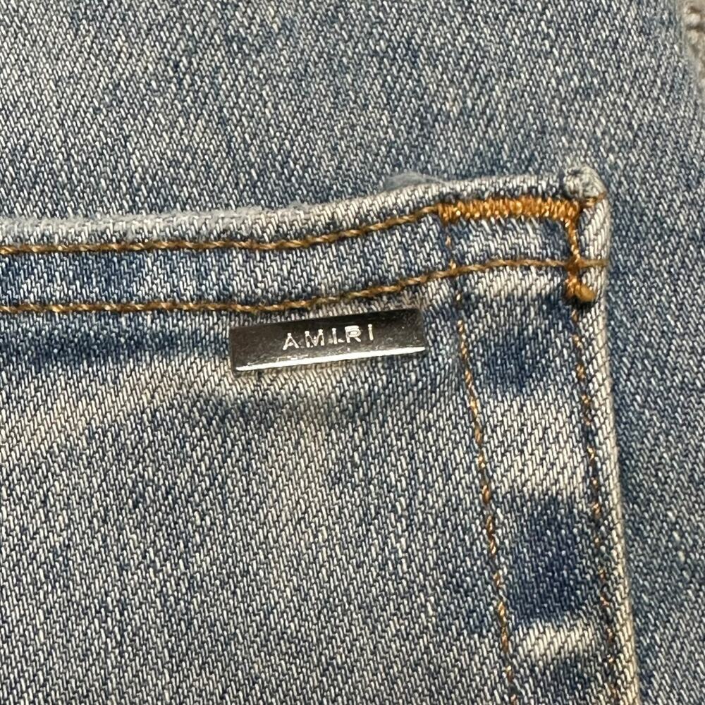 $1390 Amiri Men's Artpatch Distressed Jeans Light Denim Embelished Blue Sz 33 - Picture 14 of 14